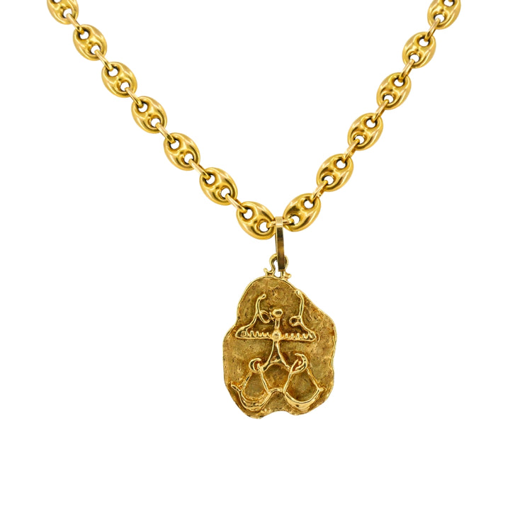 Libra Pendant Mariner Link 14k Gold Necklace