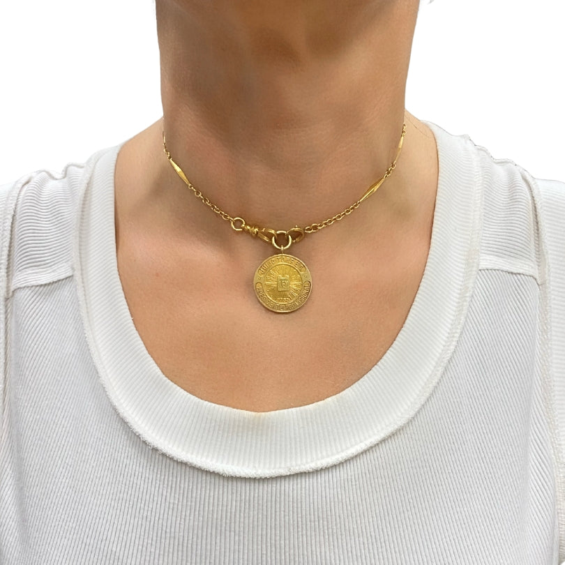 Vintage 10k Gold Chain 18k Coin Pendant Necklace