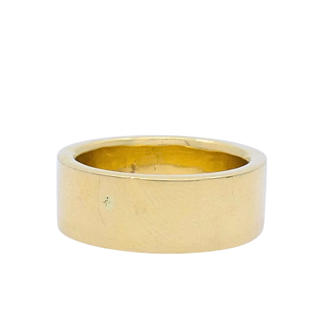 Vintage 14k Gold Wide Cigar Band Ring, 8mm Wedding Band