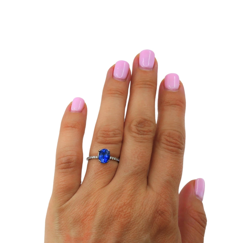 Platinum Sapphire Diamond Ring Vintage Jewelry