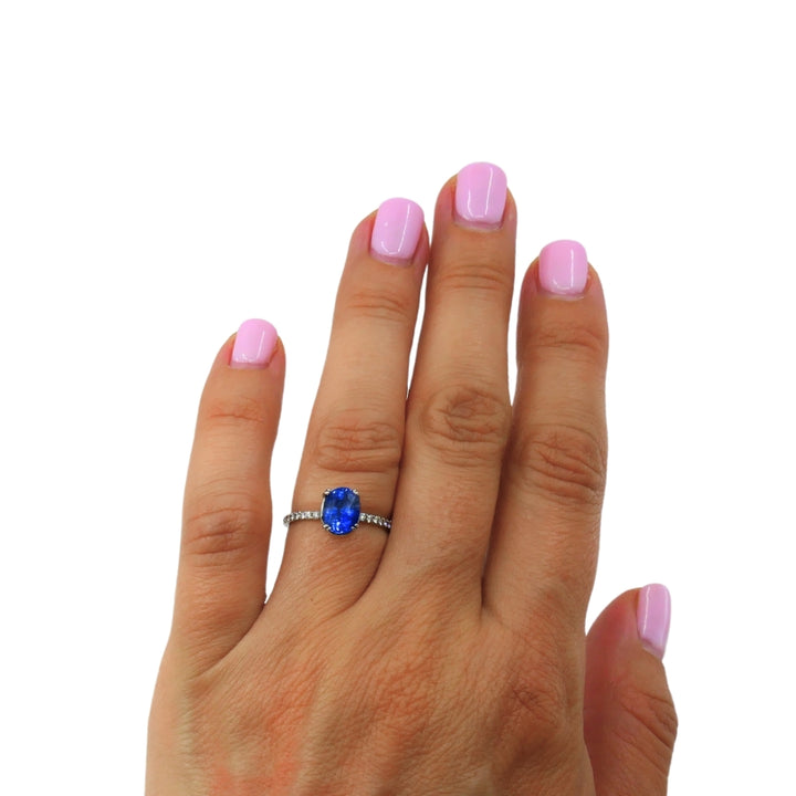 Platinum Sapphire Diamond Ring Vintage Jewelry
