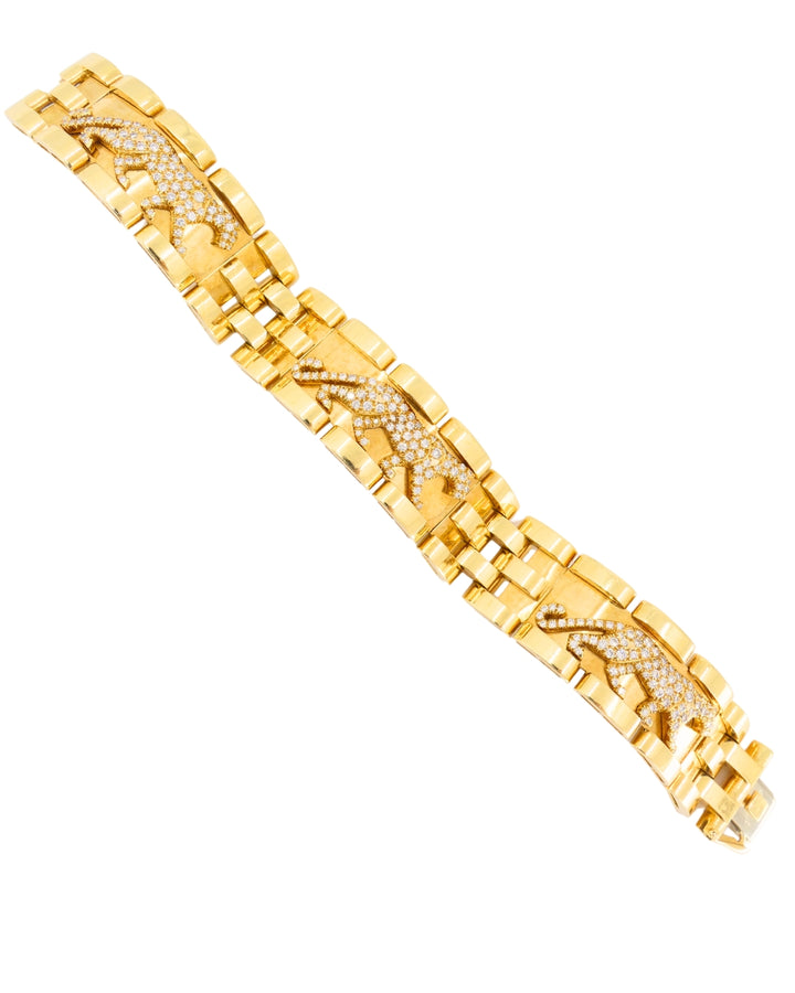 Cartier Walking Panthere Bracelet Mahango Diamond Gold Bracelet