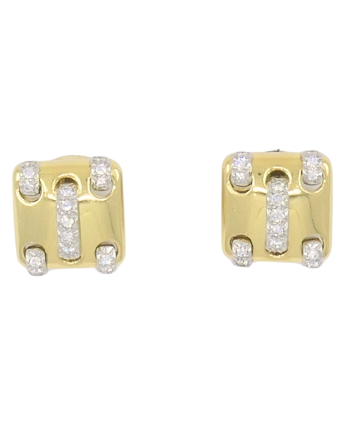 Vintage Cartier Earrings 18k Gold Diamond Stitch Design