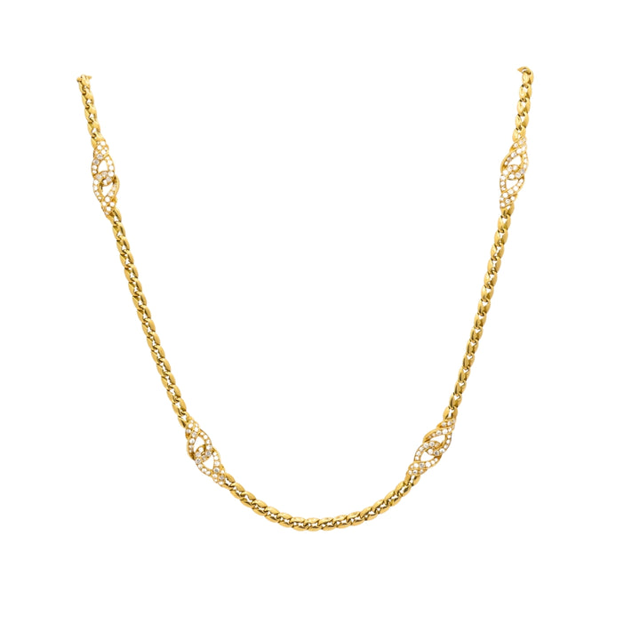 Vintage Boucheron Diamond Necklace 18k Gold Chain France
