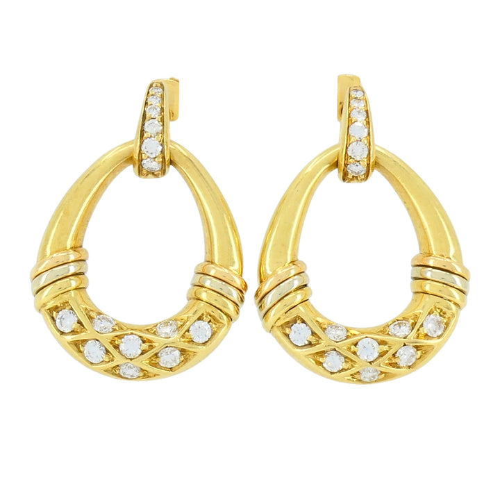 Vintage Cartier 18k Gold Trinity Diamond Mini Doorknocker Earrings