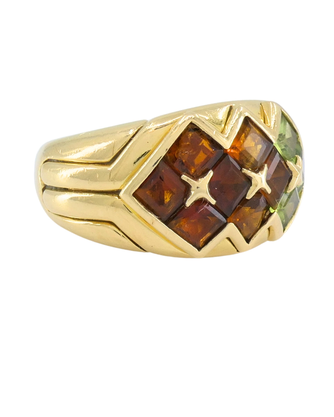 Bvlgari Bulgari Gemstone 18k Gold Cocktail Ring circa 1990s