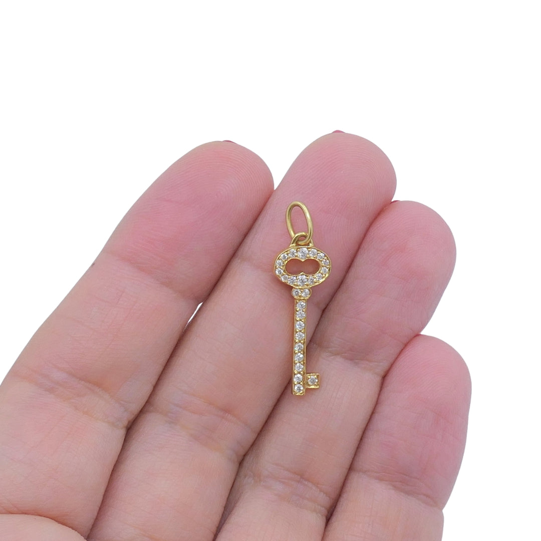 Tiffany & Co. 18k Yellow Gold Diamond Key Pendant