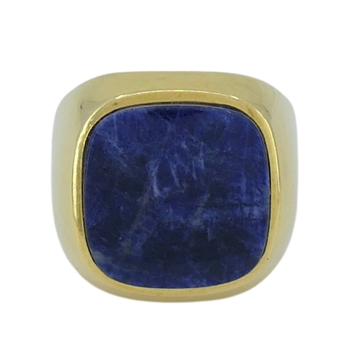 Vintage French 18k Gold Sodalite Signet Ring