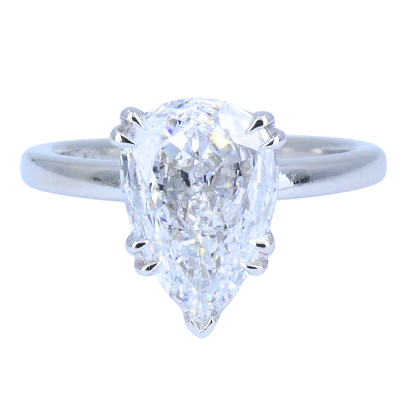 Pear Shaped Diamond Platinum Engagement Ring 1.71 carat GIA D VS2