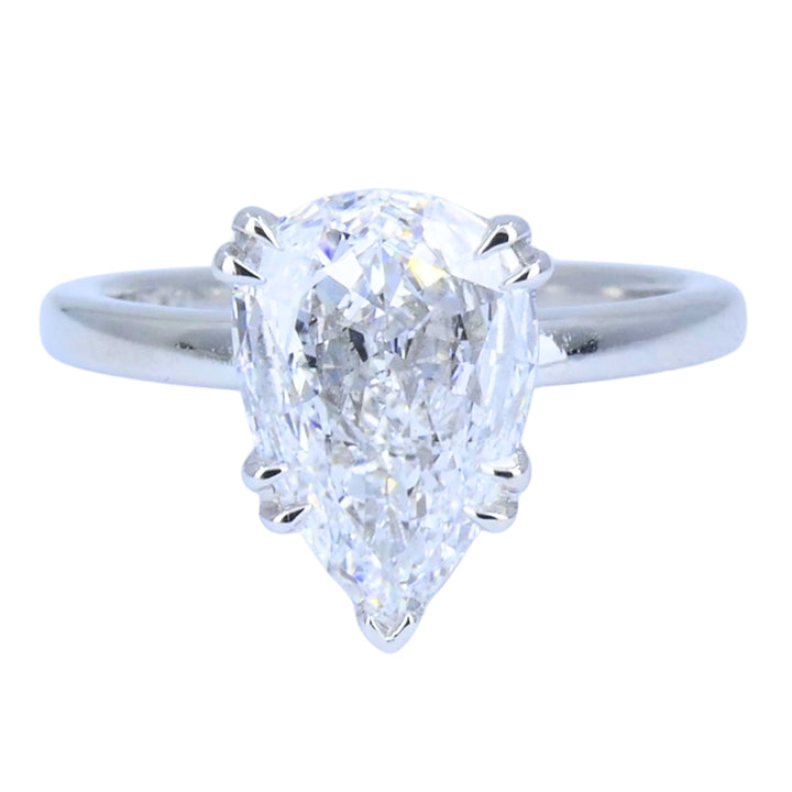 Pear Shaped Diamond Platinum Engagement Ring 1.71 carat GIA D VS2
