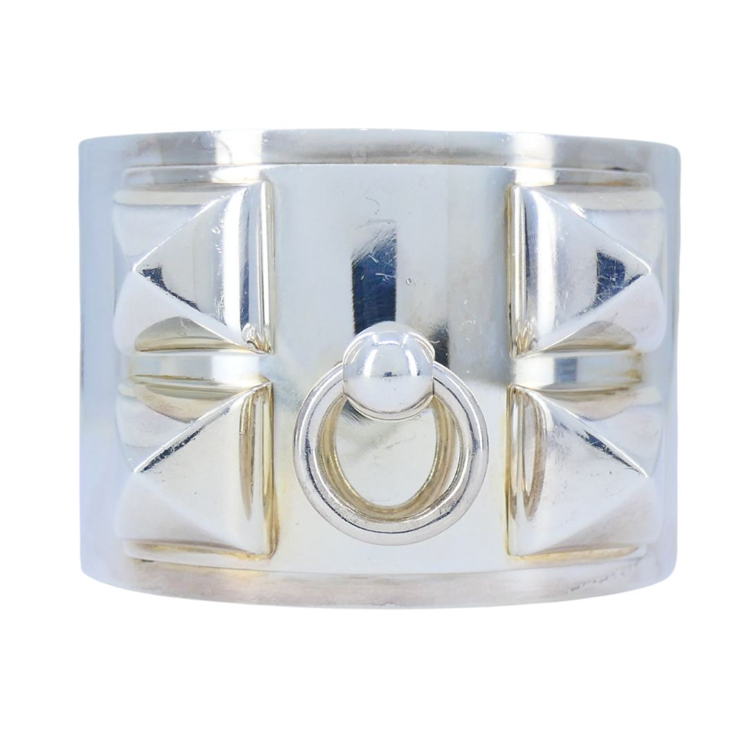 Hermès Sterling Silver Collier de Chien Cuff Bracelet