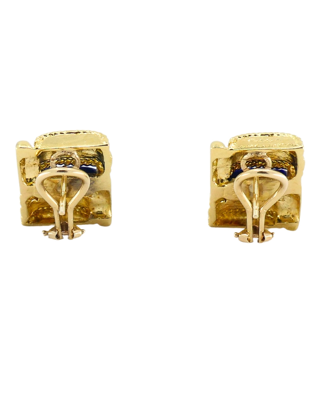 Vintage Aldo Cipullo for Cartier 18k Gold Earrings Lapis Lazuli