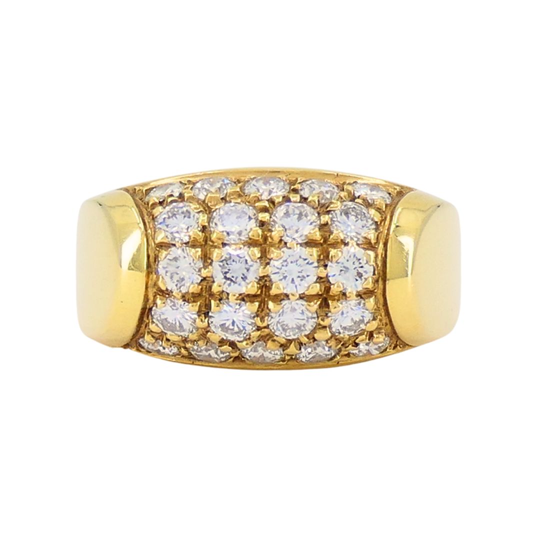 Vintage Bvlgari 18k Gold Diamond Tronchetto Ring