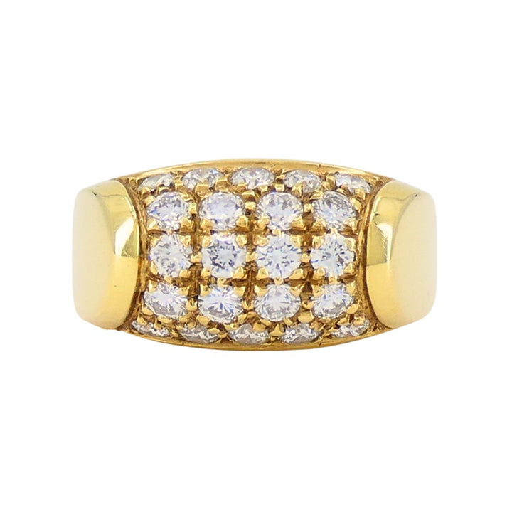 Vintage Bvlgari 18k Gold Diamond Tronchetto Ring