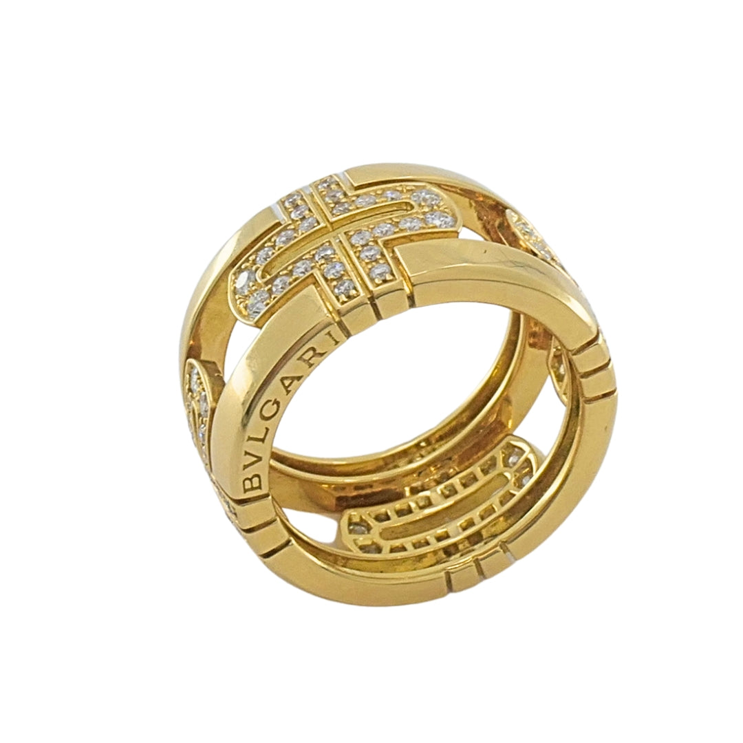Bvlgari Bulgari Parentesi Diamond Ring 18k Gold Band Ring