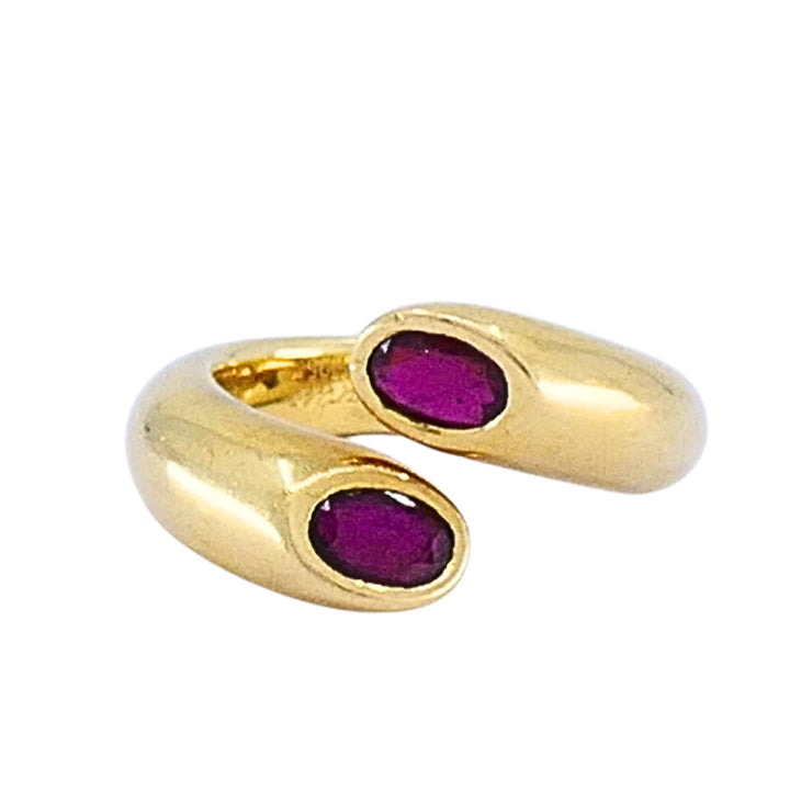 Cartier 18k Gold Ruby Ellipse Bypass Band Ring, 1995