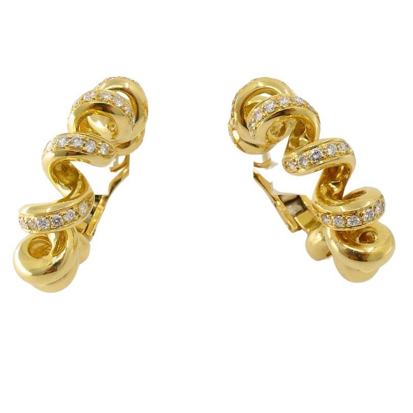 Boucheron Hoop Earrings Swirl Design 18k Gold Diamond