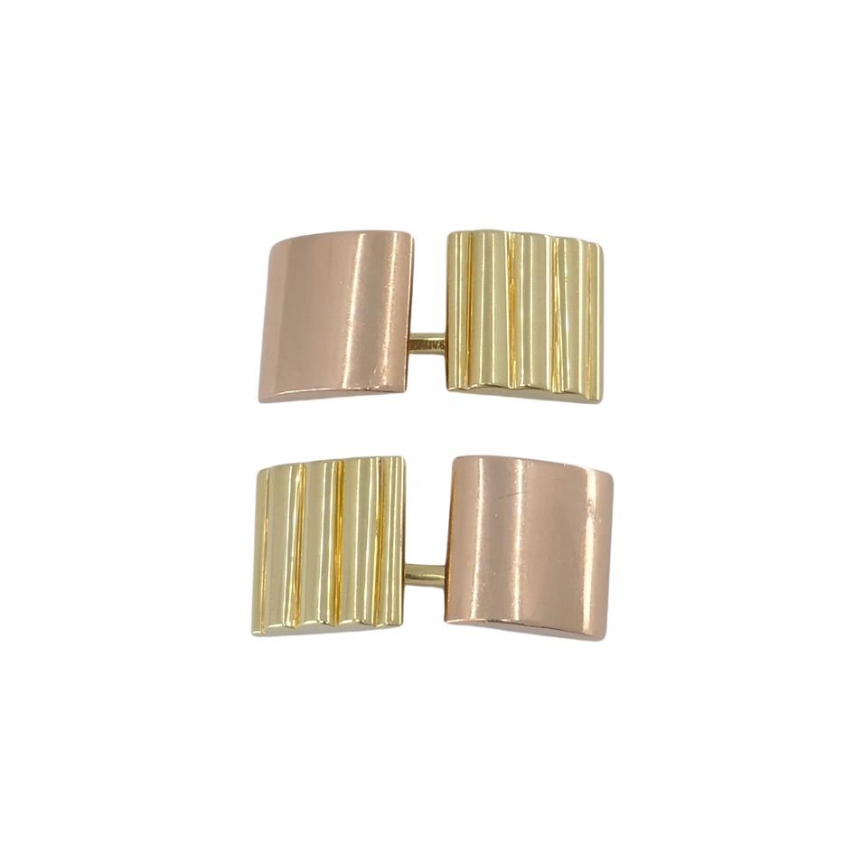 1940s Tiffany & Co. 14k Yellow & Rose Gold Cuff Links