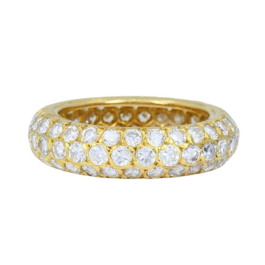 French 18k Gold Diamond Vintage Band Ring