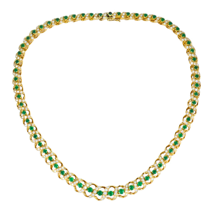 Vintage Asprey & Co. Emerald Necklace 18k Gold Diamond