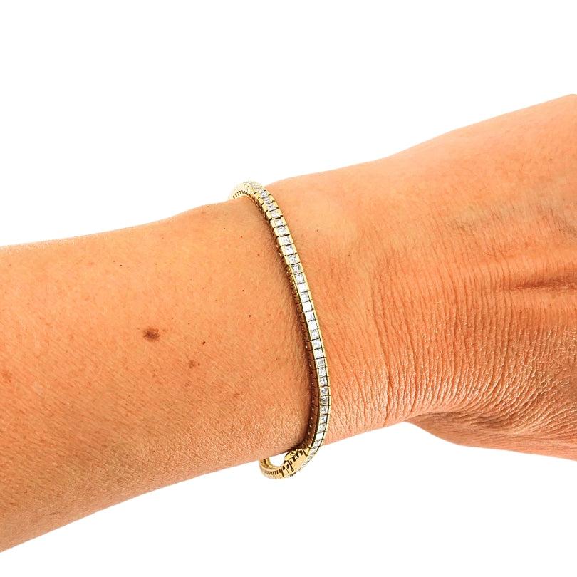 Vintage 18k Gold Diamond Tennis Bracelet, 3.79 Carats