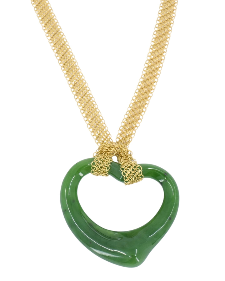 Elsa Peretti for Tiffany & Co. 18k Gold Jade Open Heart Mesh Necklace