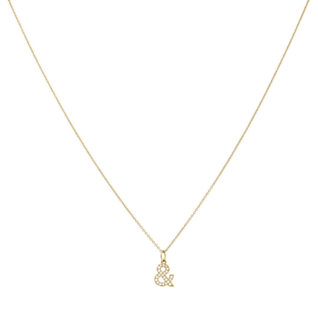 Tiffany & Co. Charm Pendant Necklace 18k Gold Diamond Ampersand Original Box