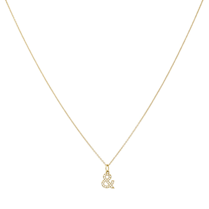 Tiffany & Co. Charm Pendant Necklace 18k Gold Diamond Ampersand Original Box