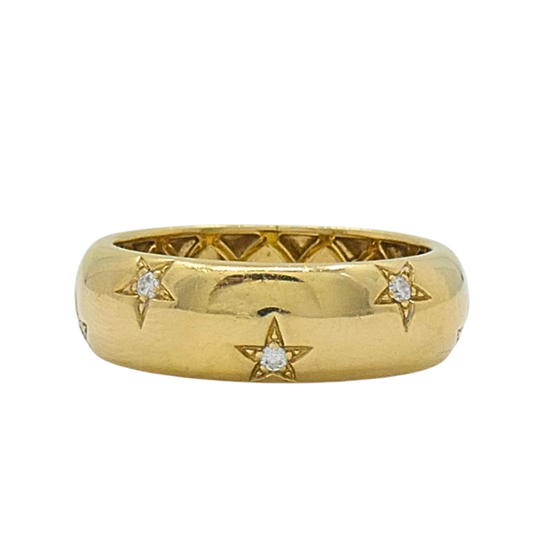 14k Gold Band Star Diamond Ring