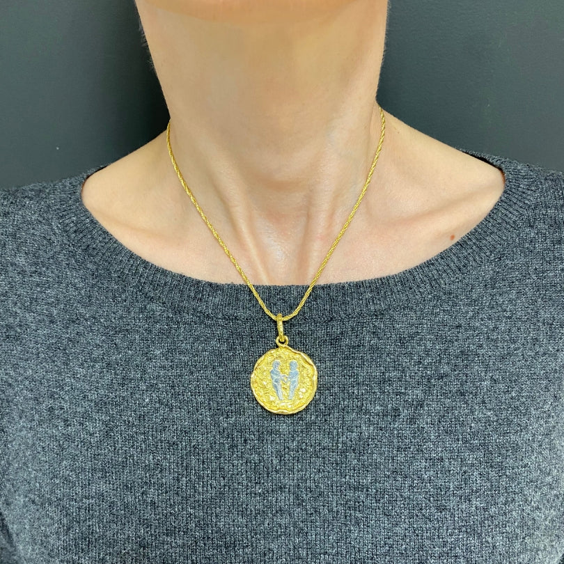 Chaumet Gemini Zodiac Pendant White Yellow Gold Necklace