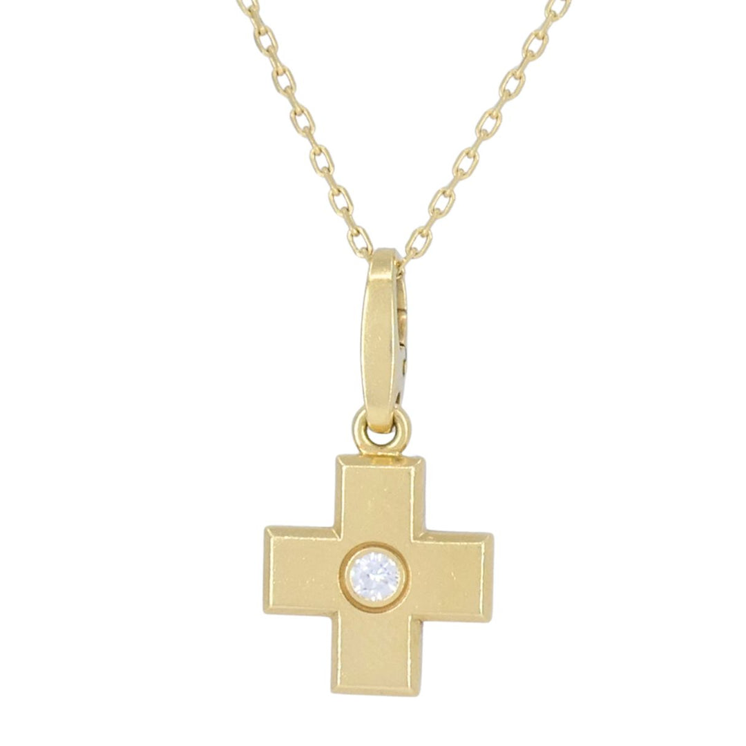 Cartier 18k Gold Diamond Cross Pendant Necklace with Certificate