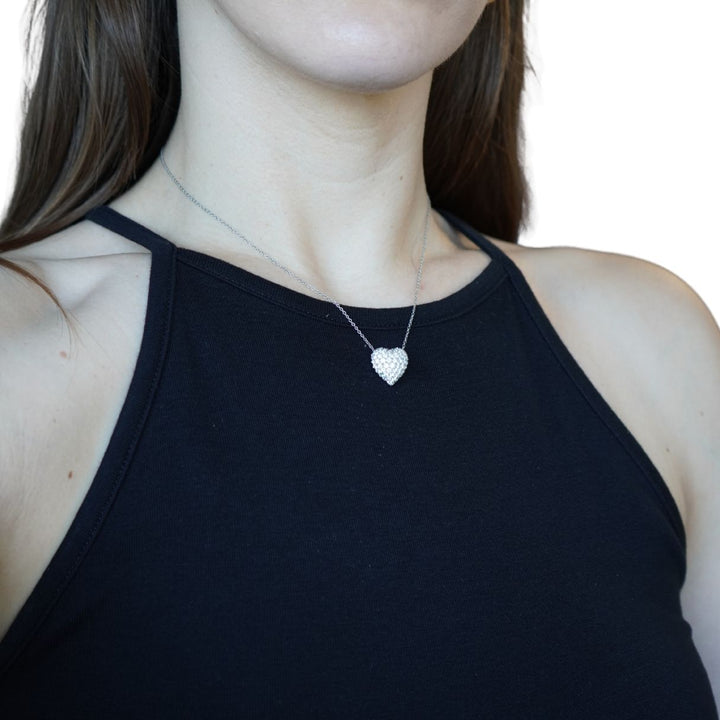 Cartier Pave Diamond Platinum Heart Pendant Necklace
