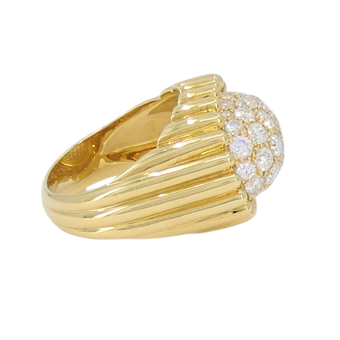 Mikimoto Diamond Ring 18k Gold Cocktail Ring
