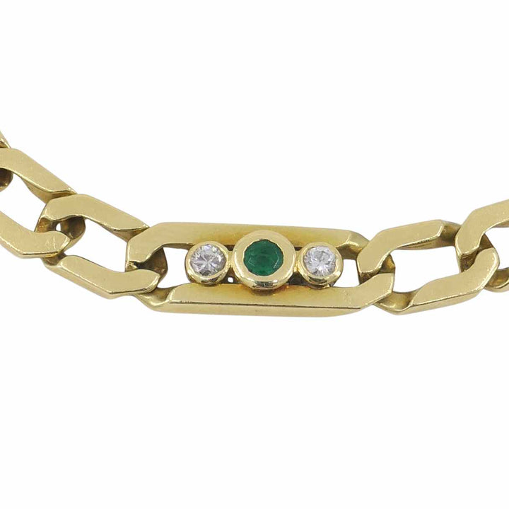 Vintage Cartier 18k Gold Emerald Diamond Chain Link Necklace