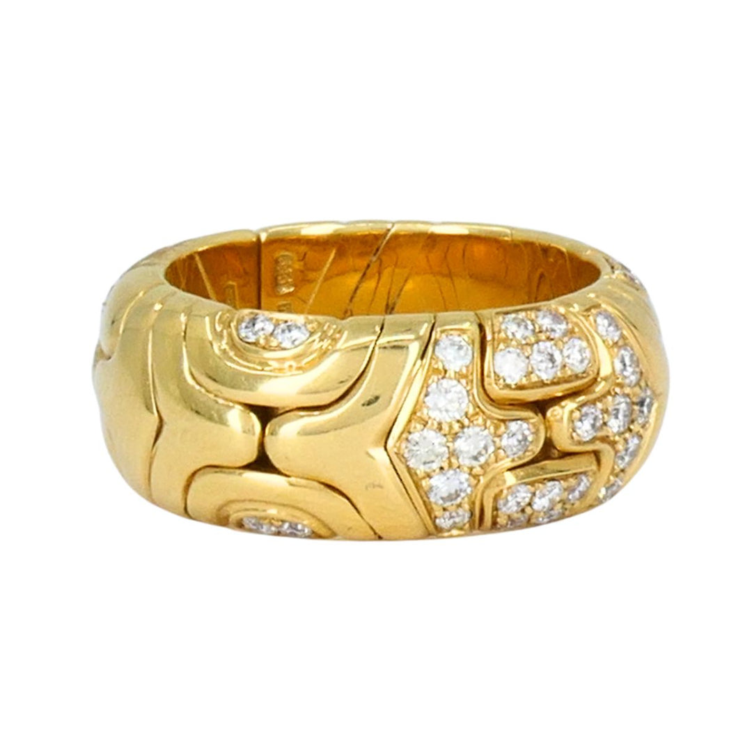 Vintage Bvlgari Alveare 18k Yellow Gold Diamond Flexible Band Ring