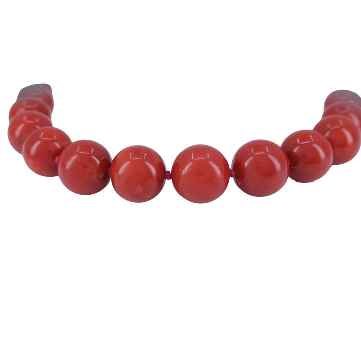 Mario Buccellati 18k Two Tone Gold Diamond Red Coral Bead Necklace 1960s