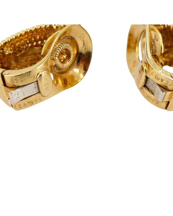 Van Cleef & Arpels 18k Gold Hoop Earrings Interchangeable Gemstone Inserts