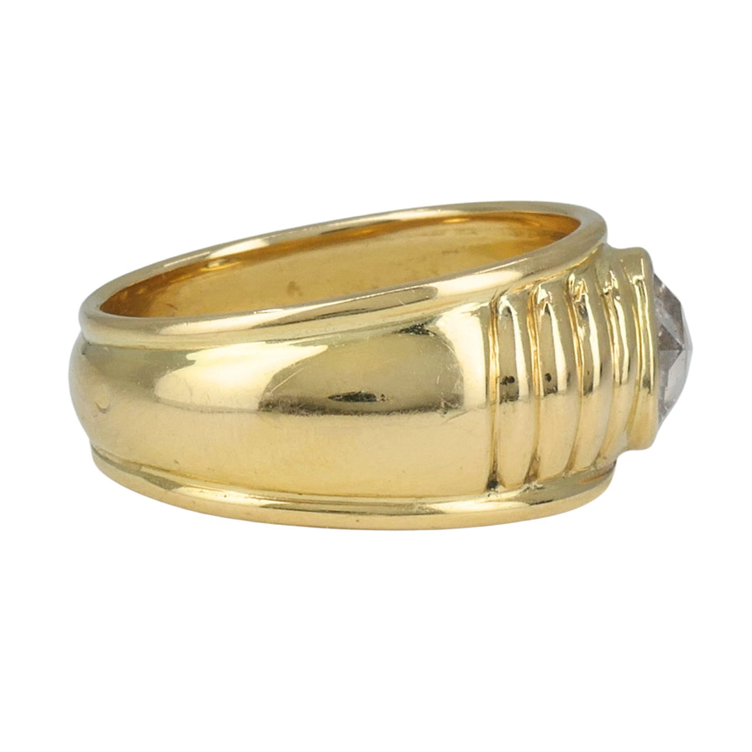 Vintage French 18k Yellow Gold Rose Cut Diamond Domed Band Ring