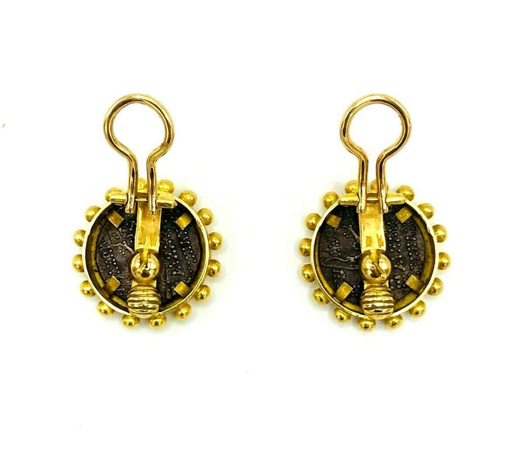 Elizabeth Locke 18k Yellow Gold Ancient Coin Earrings