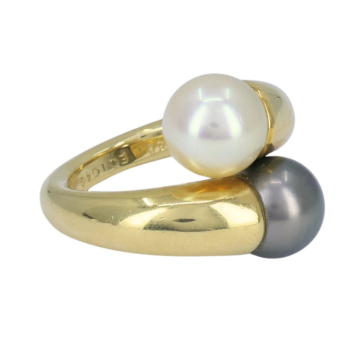 Vintage Cartier Toi et Moi 18k Gold Pearl Bypass Ring