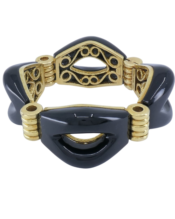 Tiffany & Co. Black Onyx Gold Bracelet 18k Cuff Bracelet