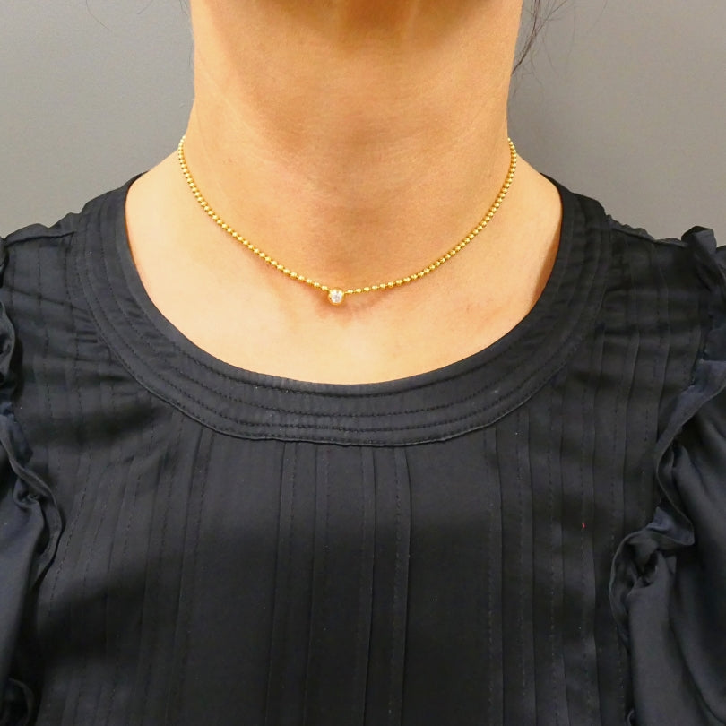 Cartier Draperie De Décolleté 18k Gold Diamond Solitaire Beaded Chain Necklace