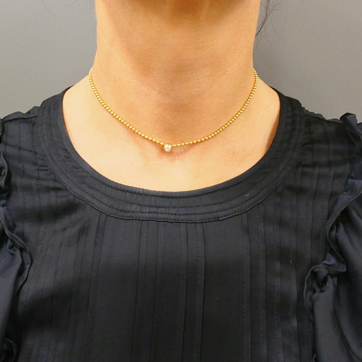 Cartier Draperie De Décolleté 18k Gold Diamond Solitaire Beaded Chain Necklace
