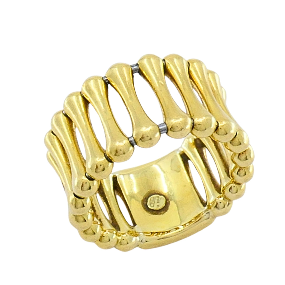 Vintage Chimento 18k Yellow Gold Bamboo‑Style Wide Band Ring