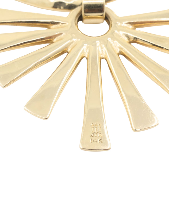 James Avery 14k Gold Collar Necklace Hammered Gold Sun Pendant