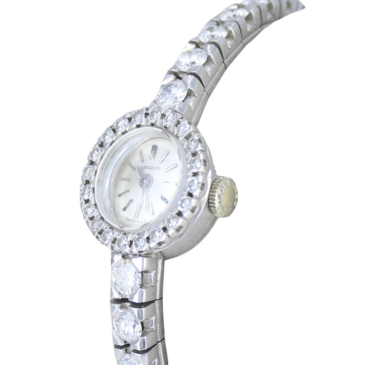 Vintage Longines Swiss 18k White Gold Diamond Lady's Wrist Watch
