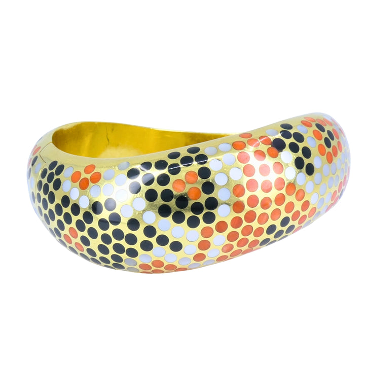 Angela Cummings Wavy Gold Bracelet 18k Gold Coral Onyx Mother-of-Pearl, 1987