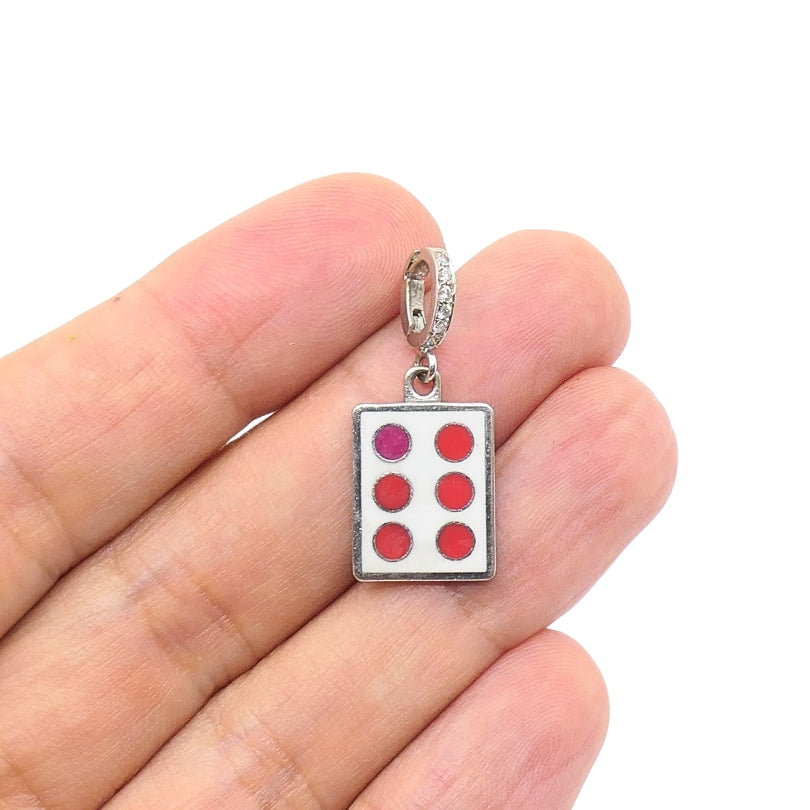 Vintage 12k Gold Domino Six Charm Pavé Diamond Bail