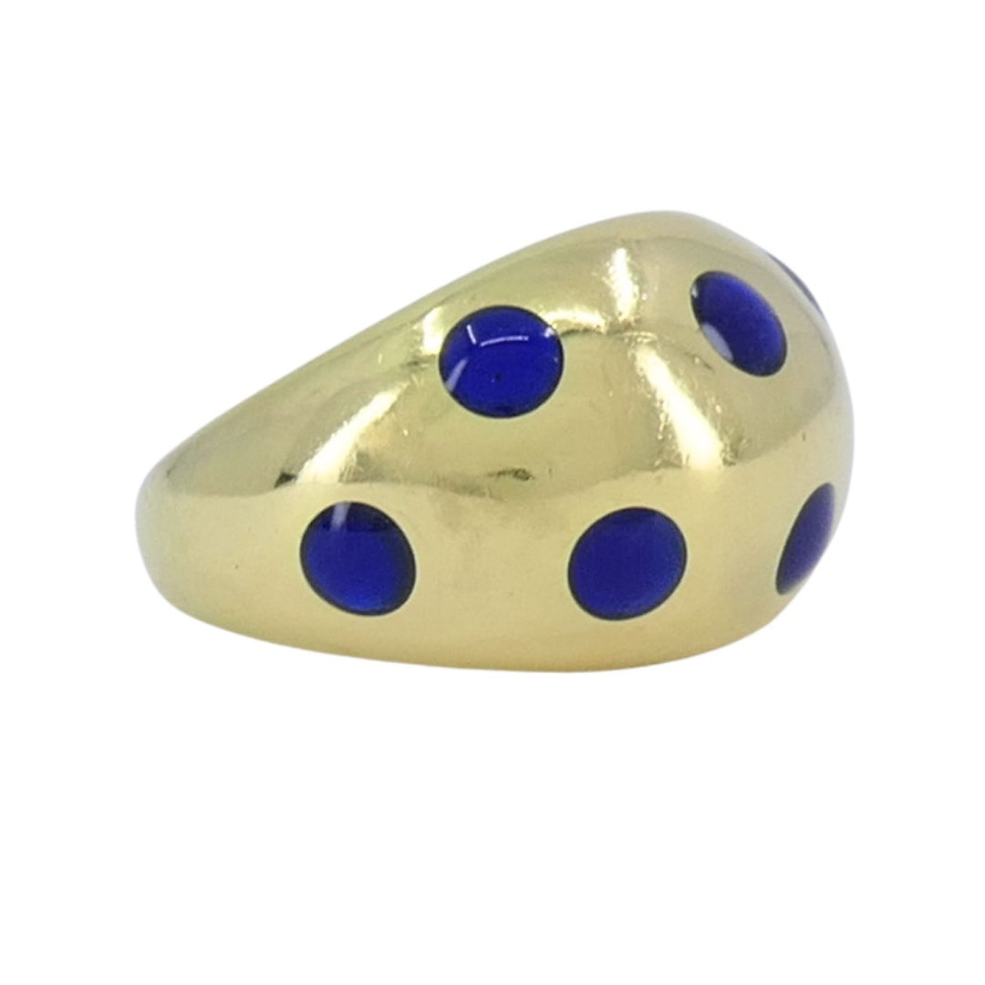 Vintage Van Cleef & Arpels 18k Gold Blue Enamel Ring