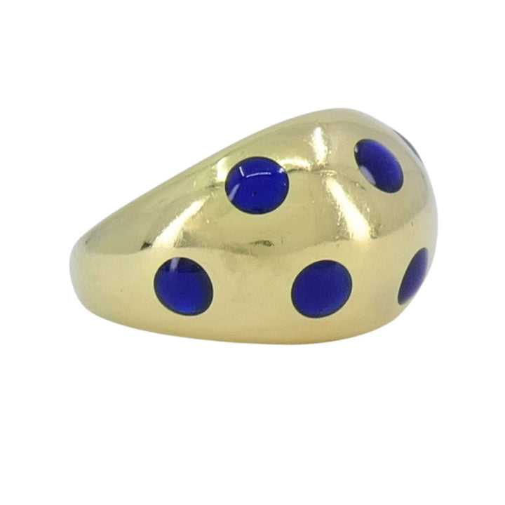 Vintage Van Cleef & Arpels 18k Gold Blue Enamel Ring